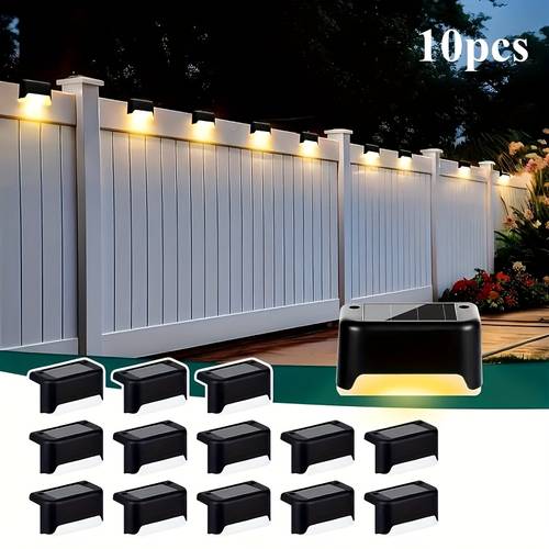 item picture 10pcs set of outdoor solar led garden lights ip44 suitable for railings stairs fences pillars courtyards and designed with high and energy saving solar panels no wiring required solar outdoor lights