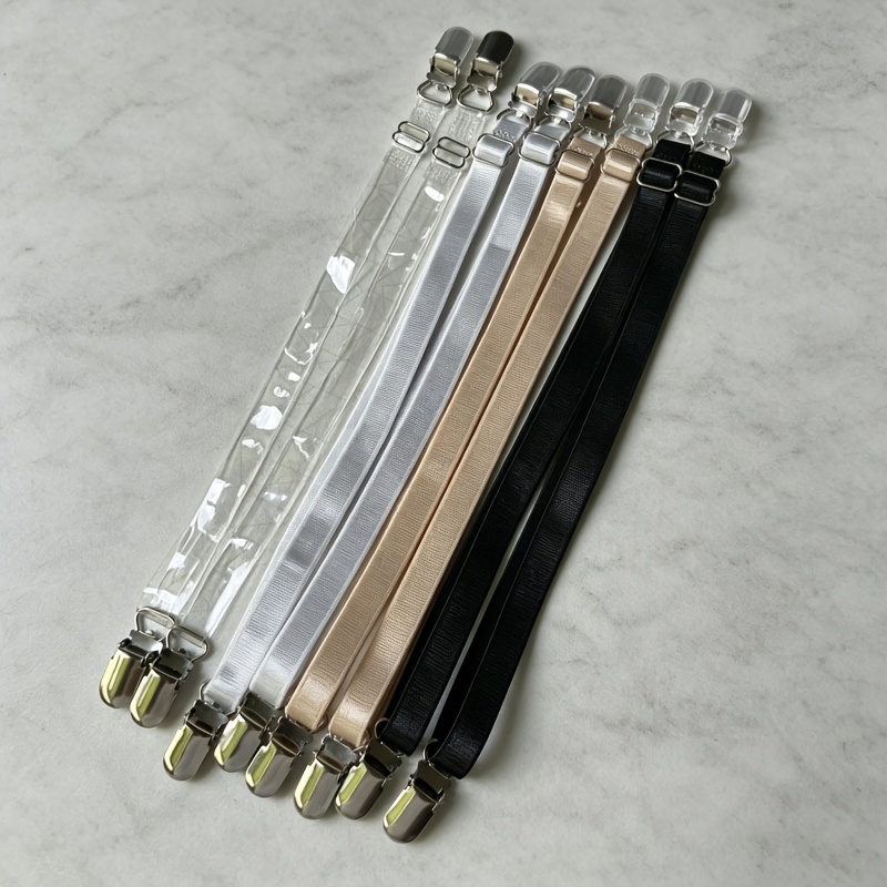 TEMU 8/16-pack Duckbill Clip Bra Straps. Adjustable Straps With Clip Buckles. In : Black, Clear, Apricot, And White. Suitable For Slip Dresses,