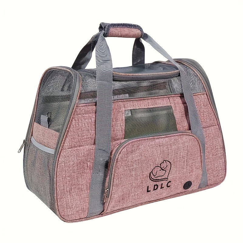 TEMU 2-in-1 Heavy-duty Wheeled & Suitcase: Airline- Rolling Cat Carrier With Ventilation Mesh Panels, Zipper Closure, Spacious Interior Suitable For