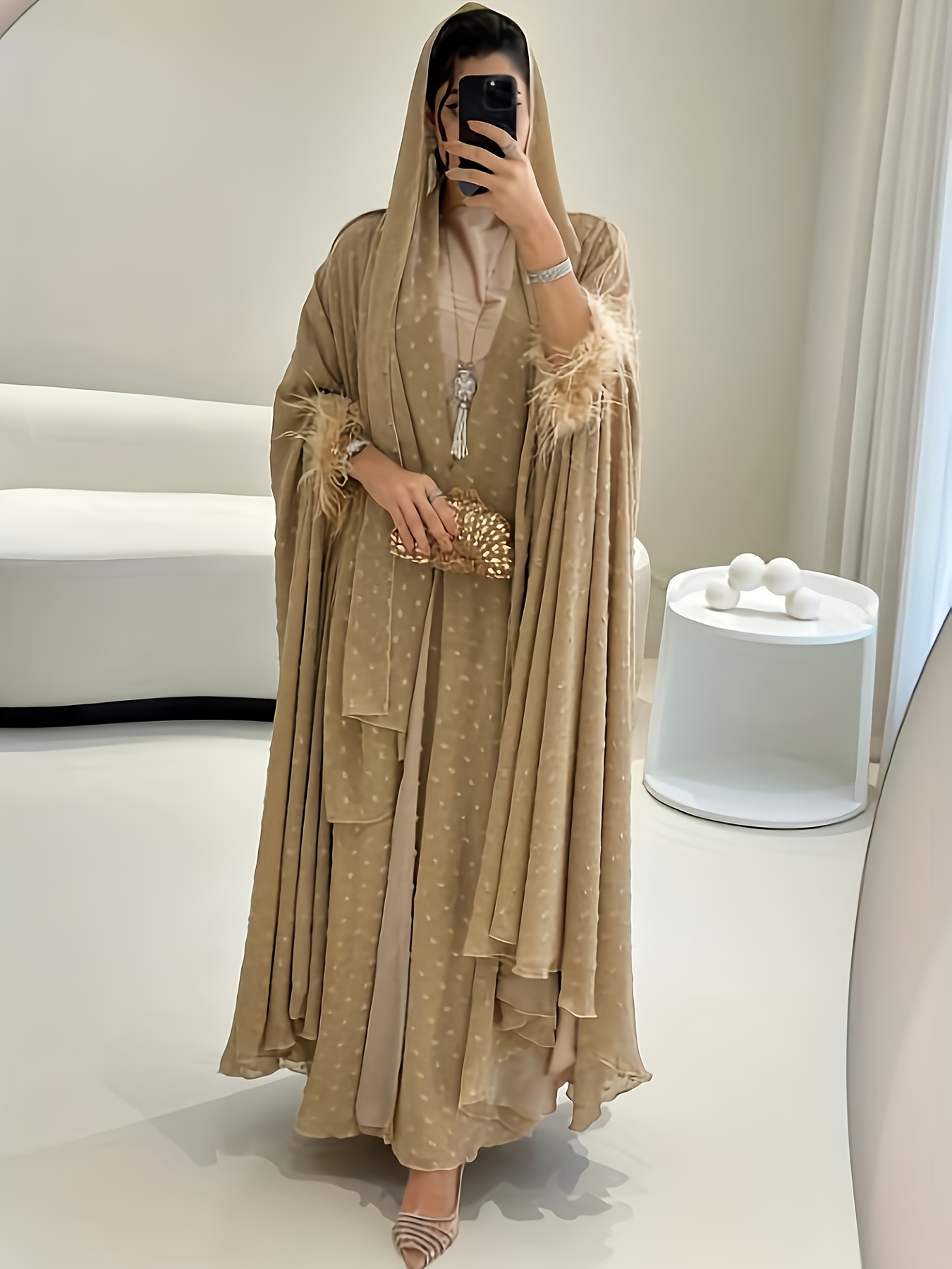 womens elegant abaya dress long robe long flowing train Temu