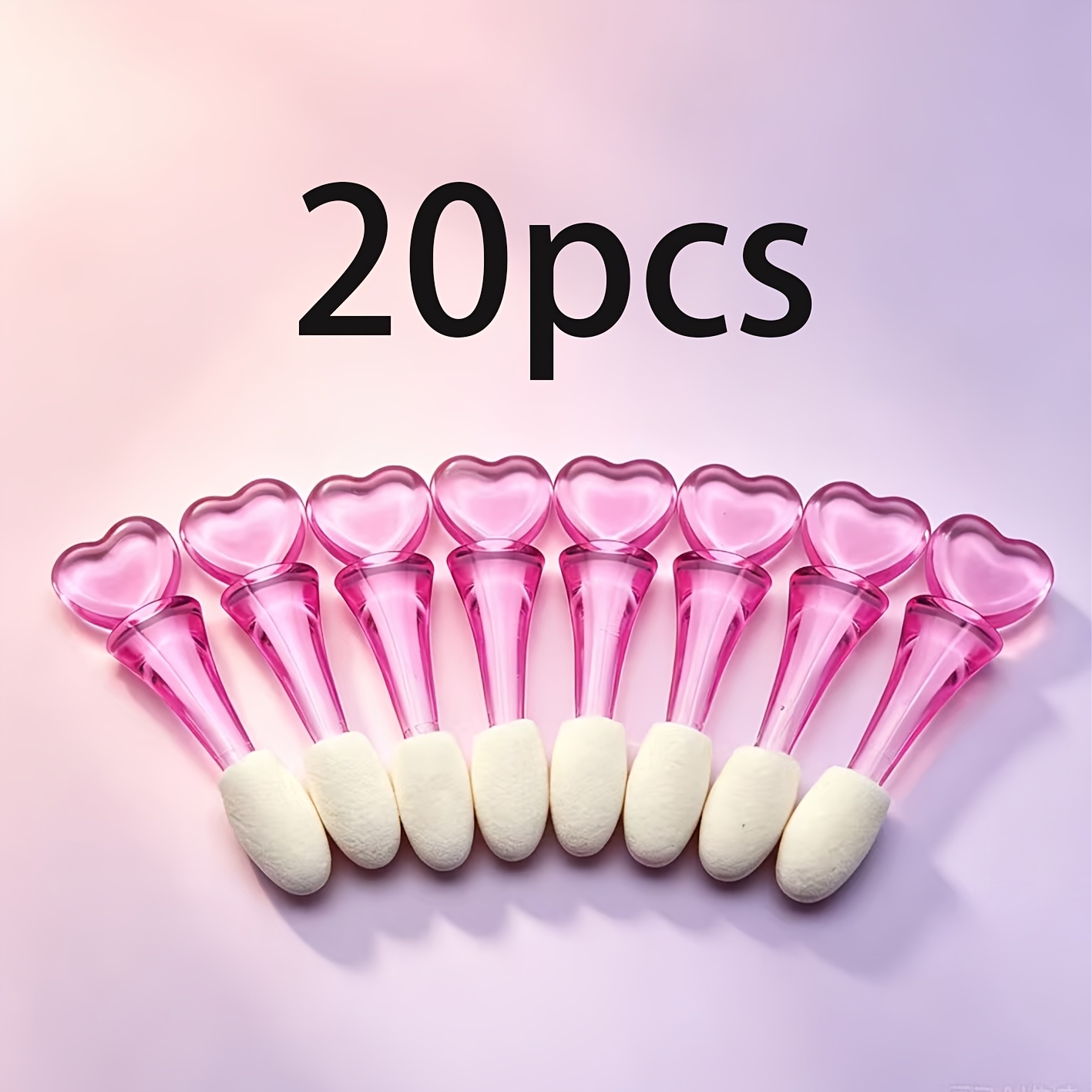 TEMU 20pcs Single-ended Heart-shaped Eyeshadow Brush Set With Lip Brush, Easy-to-use Eye And Eyelash Makeup Tools