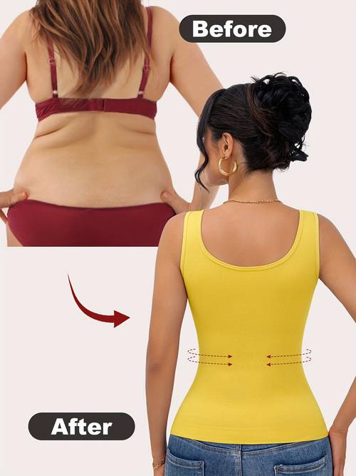 high support seamless tummy control top breathable rib design no padding posture back support shaping solid color high fabric
