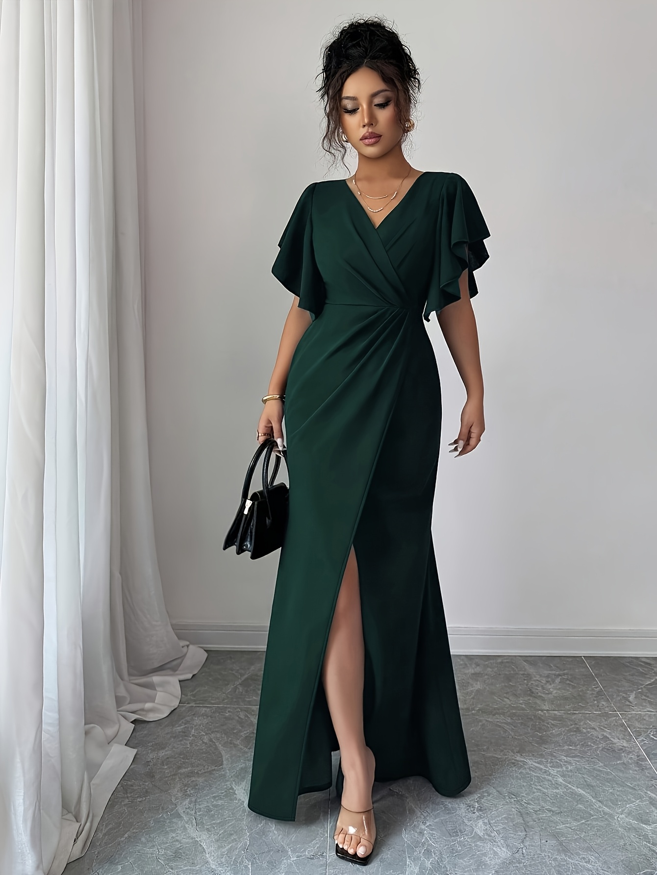 womens elegant neck fitted dress suitable weddings parties - Temu Oman