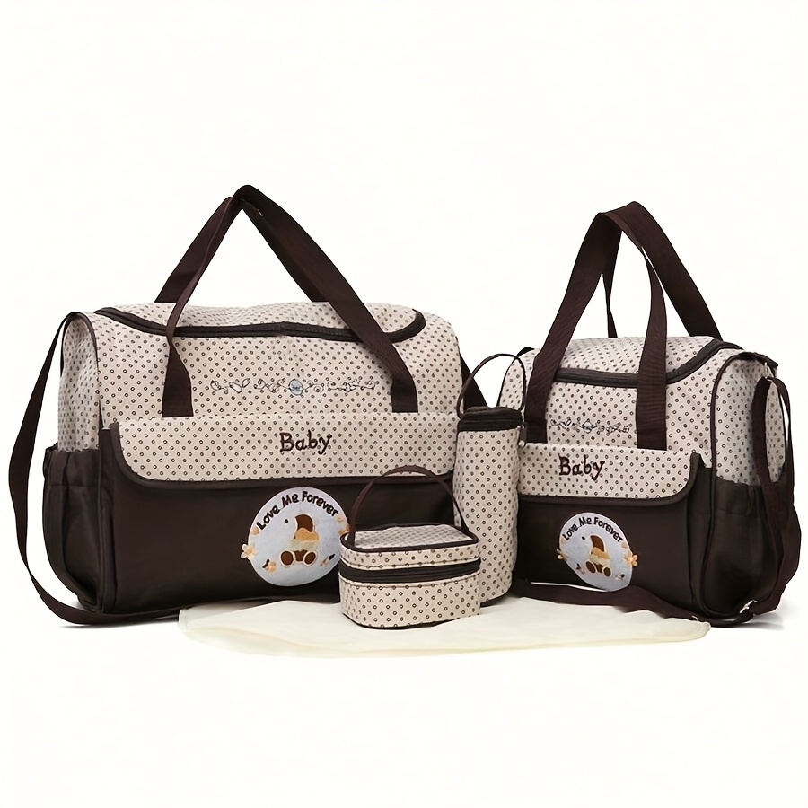5pcs Mommy Bag Set (Large Bag, Small Bag, Bottle Bag, Formula Bag, Diaper Changing Pad, 5pcss in Total) Multifunctional Large Capacity Single Shoulder Crossbody Diaper Bag Mother And Bag