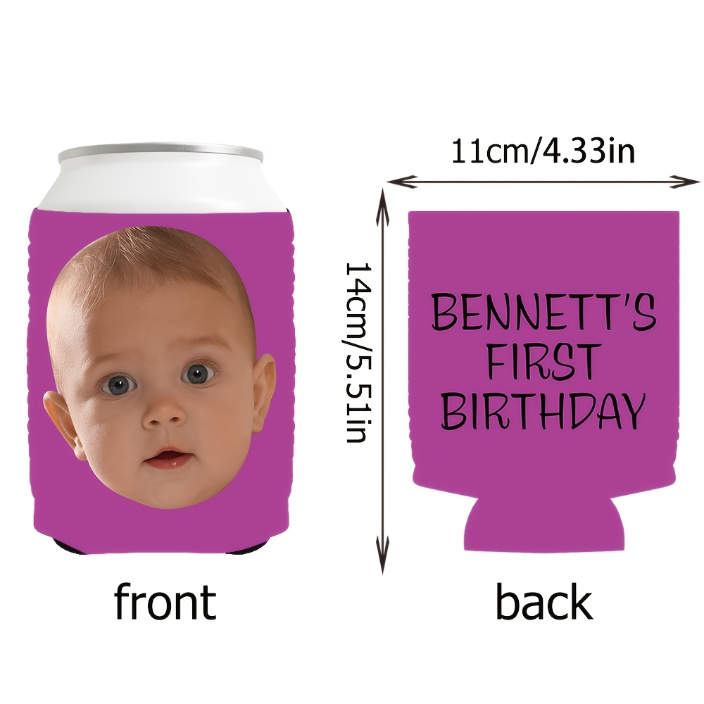TEMU 8pcs Pack Personalized Photo & Text Can Coolers Suitable For Wedding, Birthday Party Decorations - Custom Photo Face Cup Sleeves With Your Own
