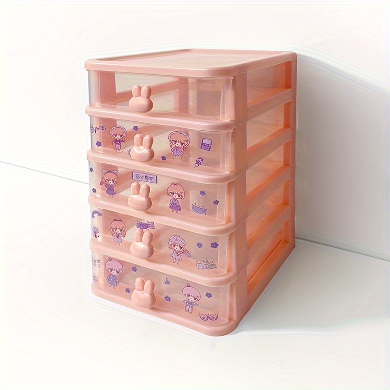 Scatola portaoggetti per cassetti da tavolo Kawaii con adesivo scatole per  Organizer trasparenti in plastica carina