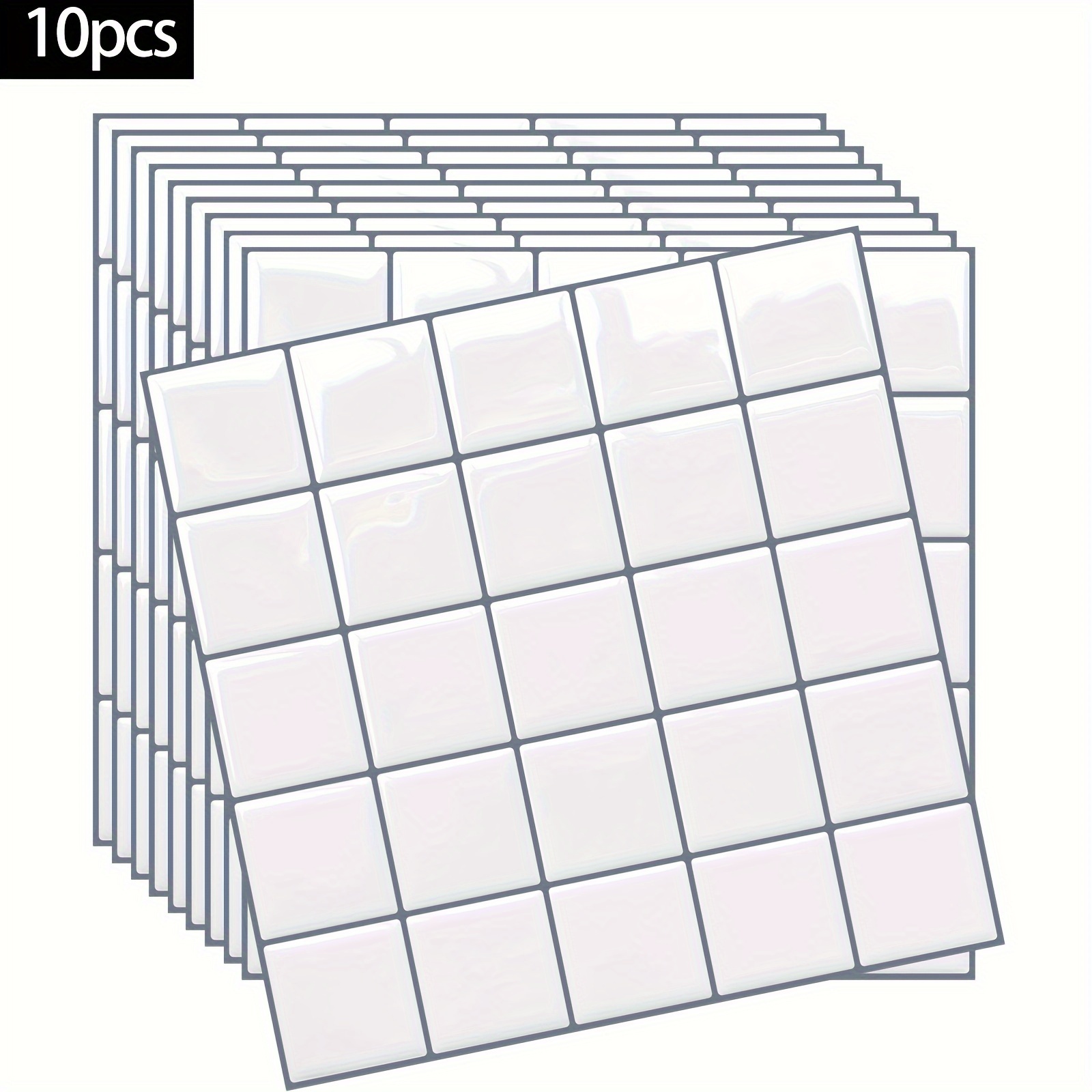 Image of 5pcs/10pcs 3d Wall Tiles Sticker 10x10 Inches, Room Bathroom Easy To Apply And Peel Off, Marble Jade Granite Square Self-adhesive, Easy To Clean, Free Cutting