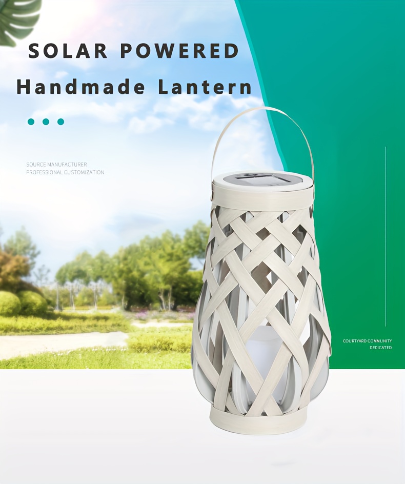 A Portable Outdoor LED Decorative Lantern with Handmade Woven Solar Ambiance, No Installation Or Wiring Needed, Perfect for Camping, Yards, Gardens, And Lawns