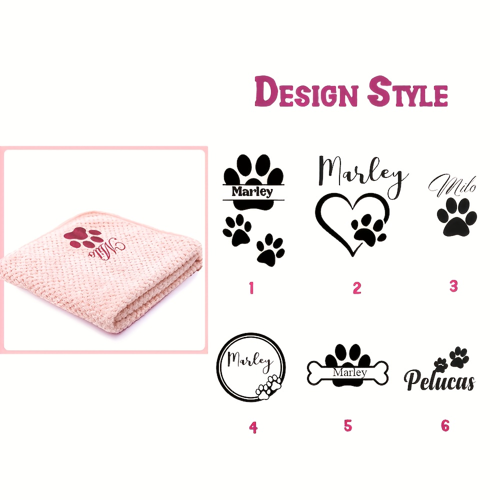 TEMU 1pc Customized Personalized Pet Towel With And Name Embroidery, Soft And Absorbent, Quick Drying, Pet And Drying
