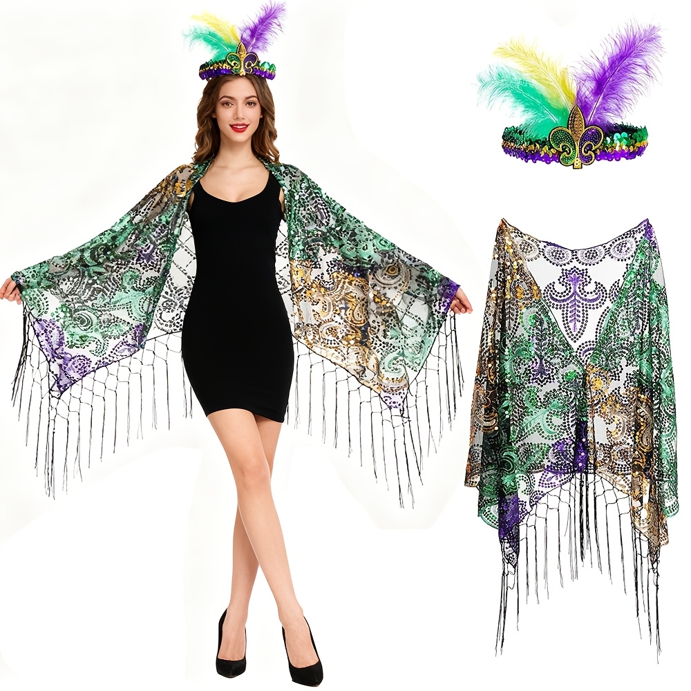 open lace back dress Amazon.com: 7 Pcs Women's Mardi Gras Costume Accessories Set main image 1