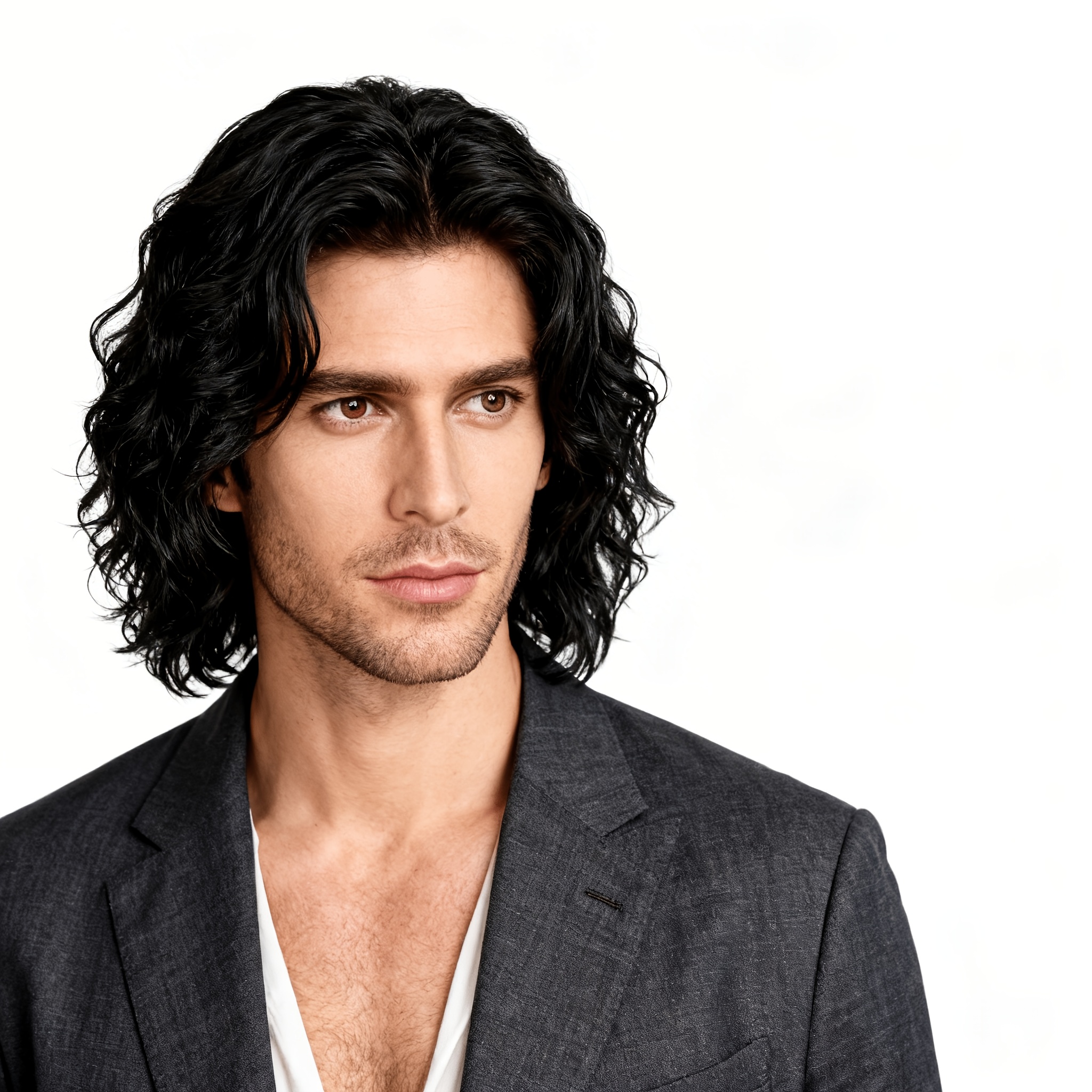 TEMU Peluca DALUSE para hombre, cabello medio-largo, de cabeza completa, realista los hombros, pelo corto la clavícula, estilo estudiante influencer,