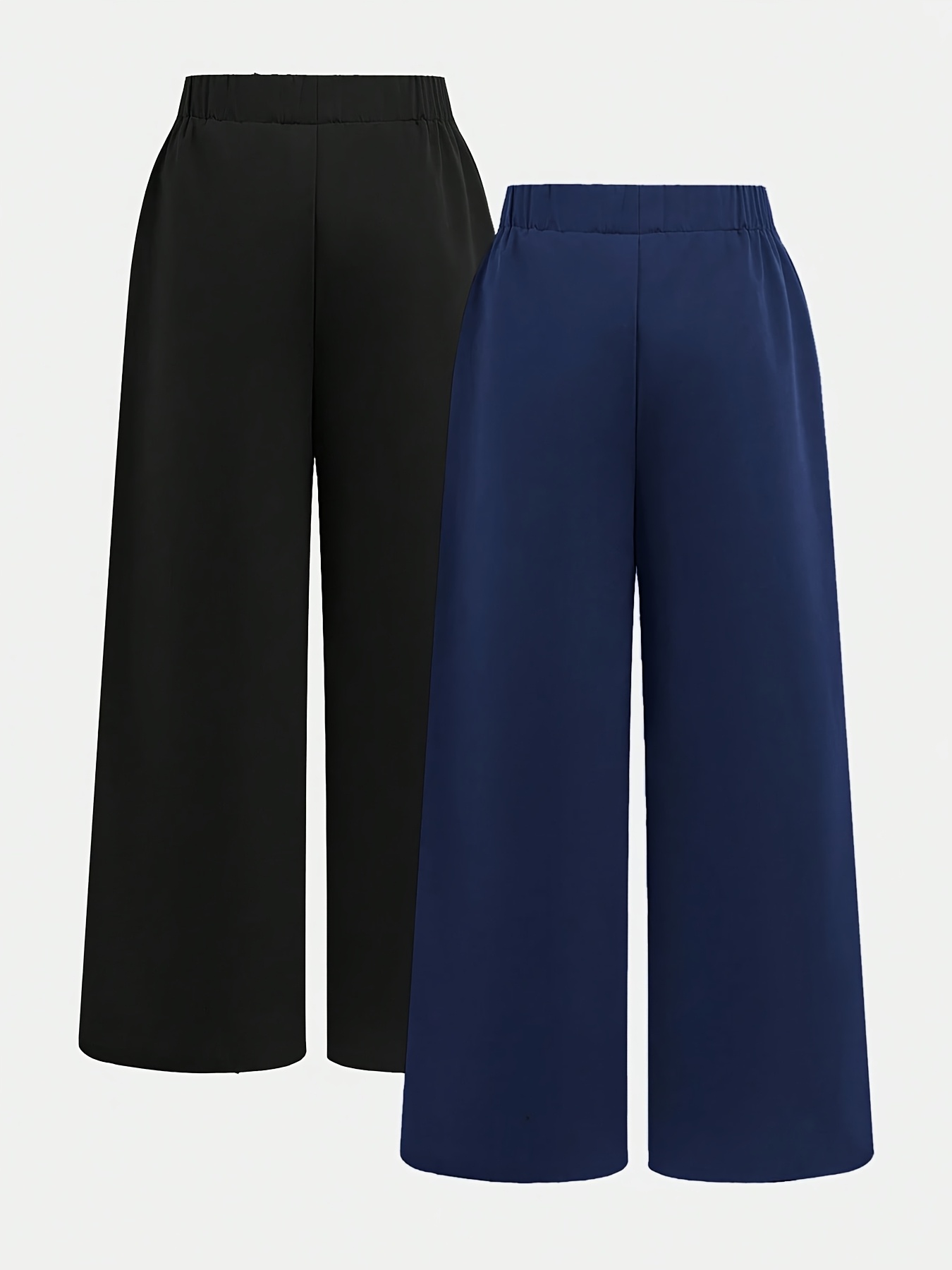 2pcs Girls' High-Waist Wide-Leg Casual Pants, Versatile & Stylish
