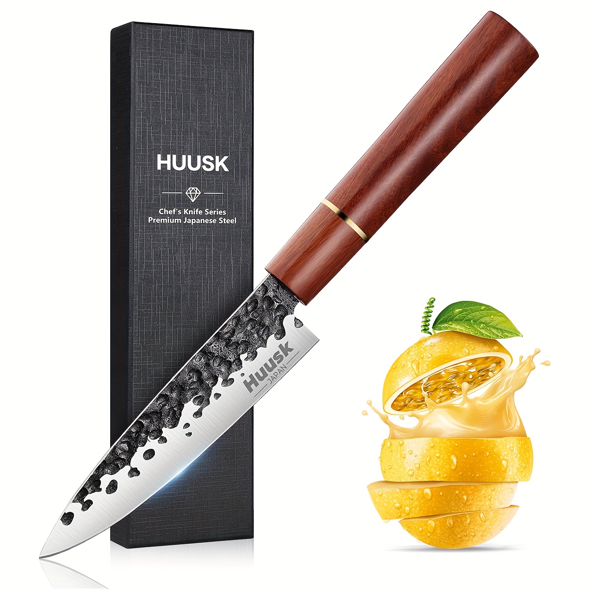 

Huusk Japanese Paring Knife 5 Inch, Hand Forged Fruit Knife, High Carbon Steel Utility Kitchen Knife, Japanese Chef Knife With Rosewood Handle, Small Peeling Knife For Vegetable, Gift For Dad