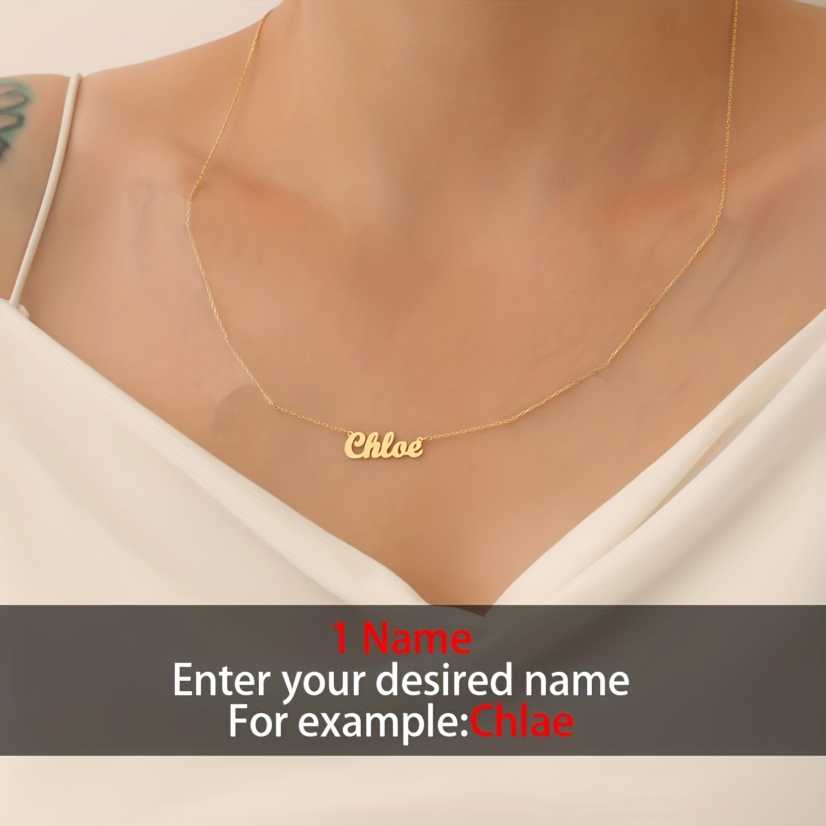 TEMU Collana con ciondolo personalizzata con inglese 1-5, collana con , materiale in acciaio inossidabile, placcata in oro 18 , collana multi-
