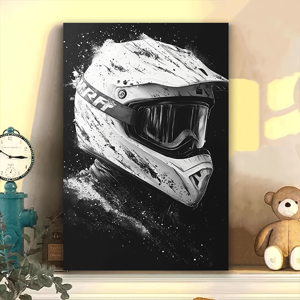 1pc fine canvas wall art motorcycle helmet design black Temu Mexico