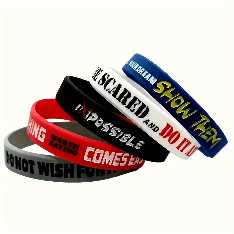 

5pcs Inspirational Wristband, Suitable For Men, Women, Silicone Bracelet