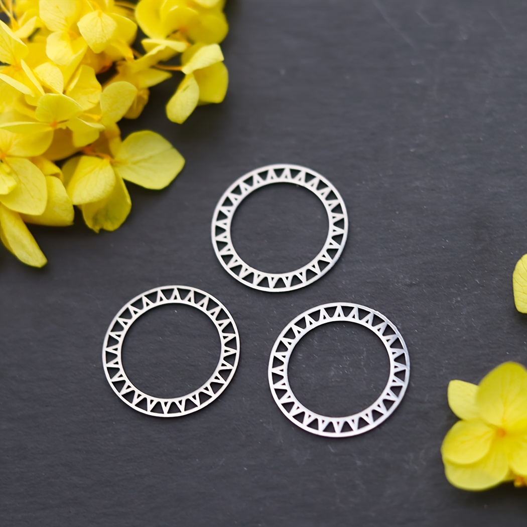 Image of Set Of 3 Stainless Steel Geometric Circle Sun Charms For Crafting Fashion Necklaces And Bracelets
