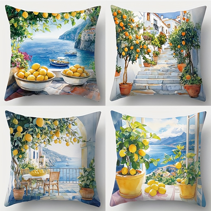 TEMU 4pcs, Window Sill Ocean Pattern Soft Pillowcases, 17.72 X 17.72 Inches, Comfortable Matching, Practical And Beautiful, Unique And Exquisite