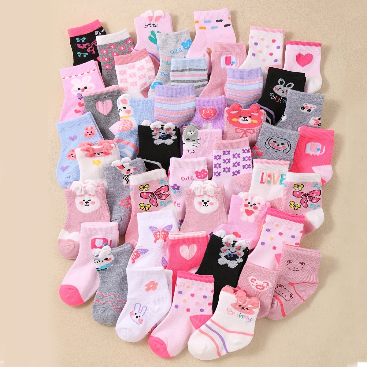 10 Pairs Cute Pattern Mid-calf Socks For Babies, Kids, And Teens | Polyester Knit Fabric, Hand Wash Or , Perfect For Spring/fall