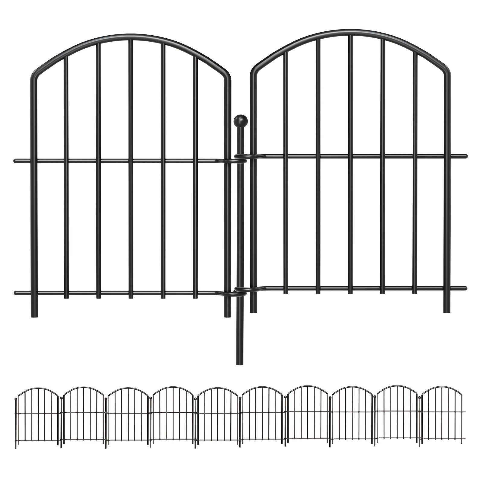 Image of [3d] 10pcs Arched Metal Garden Fence, Foldable And Combinable, No Dig Animal Barrier Fence, Effective Plant Protection, Decorative Garden Border Fence For Multi Scene Garden Layout