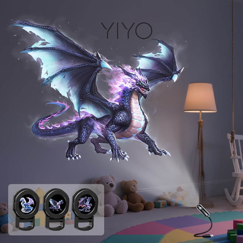 Creative Dragon Pattern Night Light, Usb-powered Portable Decorative Ambient Projection Lamp, Suitable For Rooms, Parties, Walls, Ceilings, Floors, And Other . A Great Holiday Gift Or Birthday Present