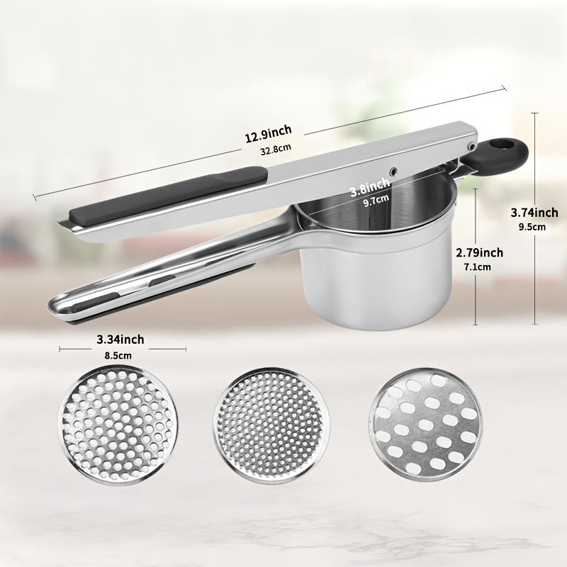 Premium Potato Ricer with 3 Interchangeable Discs for Mashing