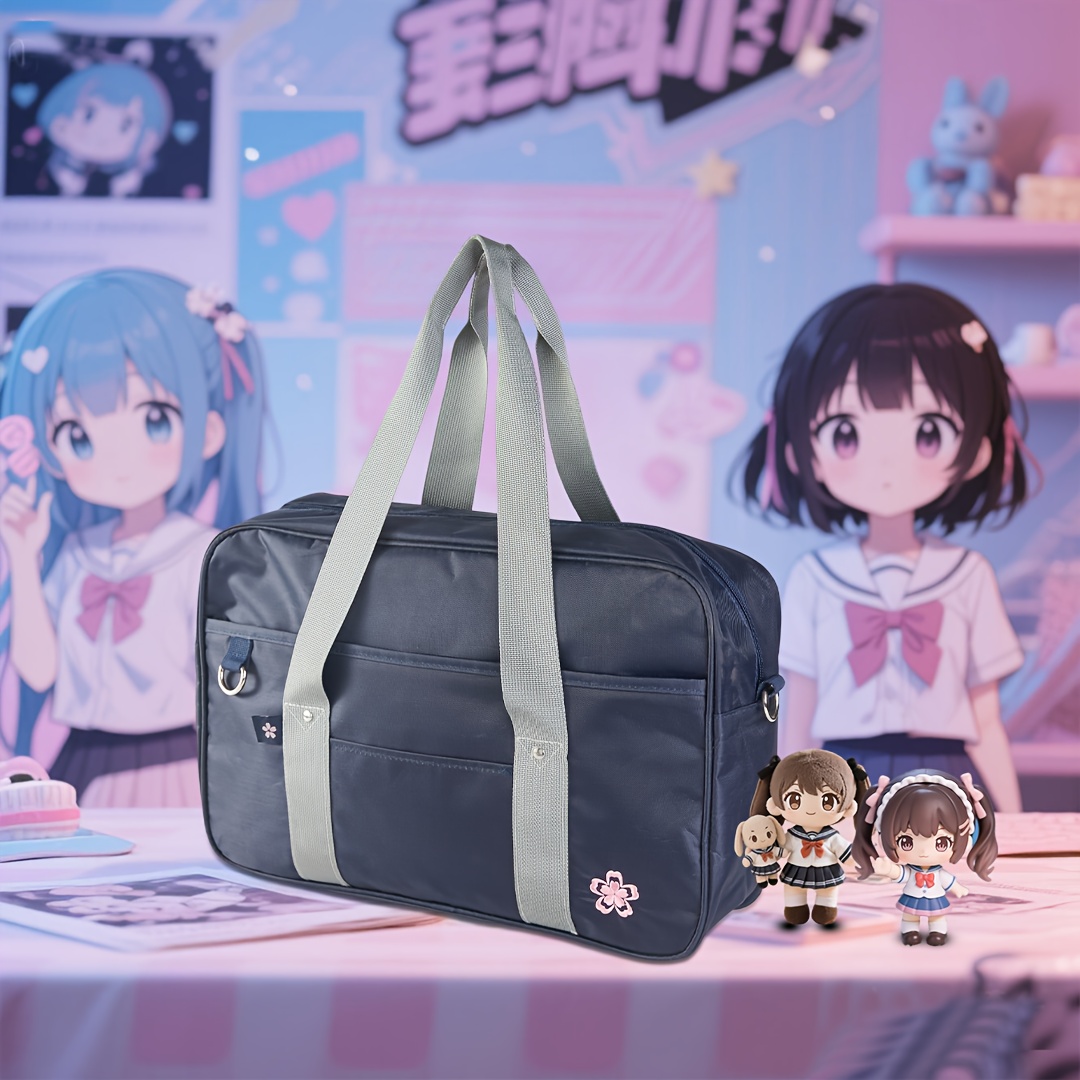 japanischer schulstil große kapazität sakura-stickerei tragetasche, einfache uniform college-stil, vielseitige schultertasche, echte japanische basisstickerei tägliche jk-uniformtasche, tragetasche, schulbedarf schülerrucksack, schultertasche, laptoptasche