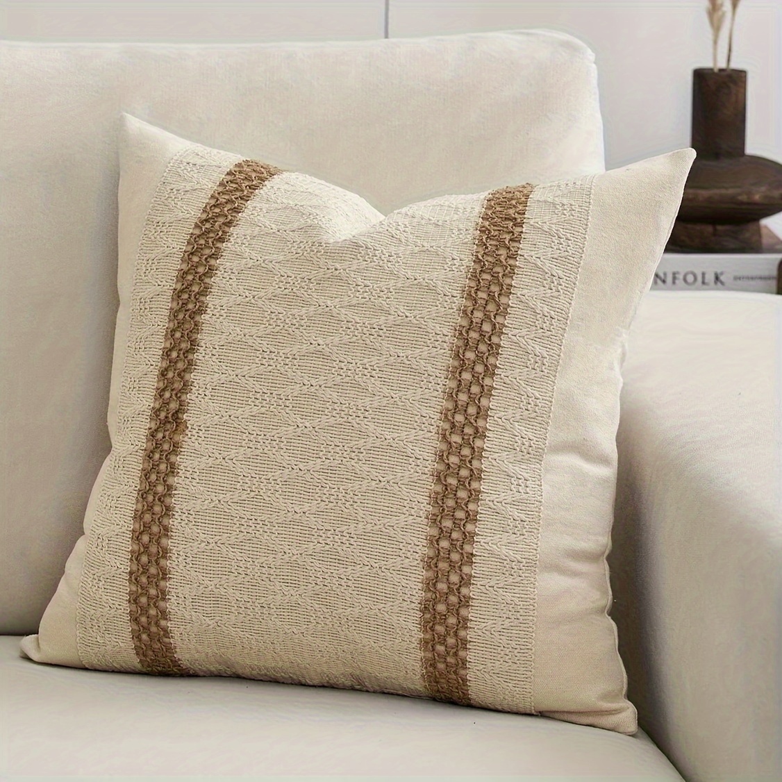 1pc Bohemian Pillowcase Rectangular Square Pillowcase For Home Daily Use In Living Room Bedroom Sofa Press Line Hemp Without Pillow Core