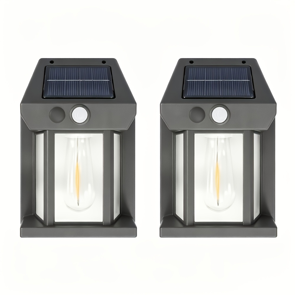TEMU 2pcs Set Of Solar-powered Wall Lights For Commercial Areas, Ip44, Light-activated Solar Wall Lights With Motion Sensors, Outdoor Lights For