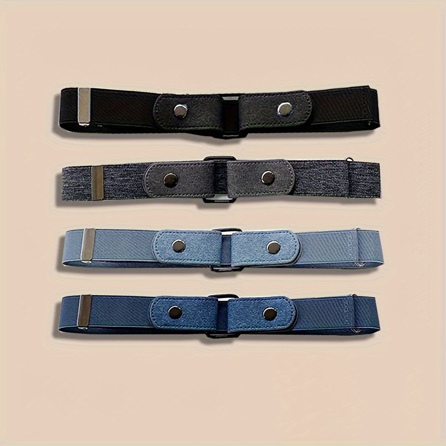 TEMU 4pcs Canvas Belt Set - Invisible, No-show Waistbands For Casual & Formal Wear, Vintage Style