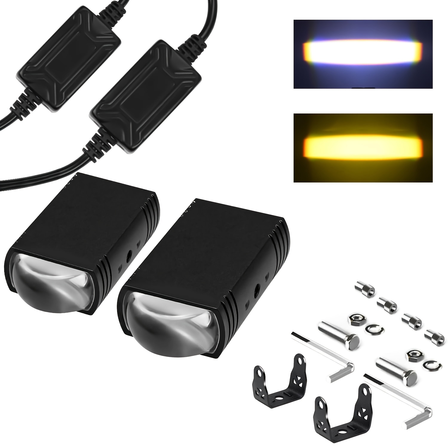 2pcs Grille Led Lights Motorcycle Driving Lights 9 Color Lights 9 1.5 Inch Car Fog Offroad 10000lm For Suv Atv Bike Utv Truck Boa, Without Battery