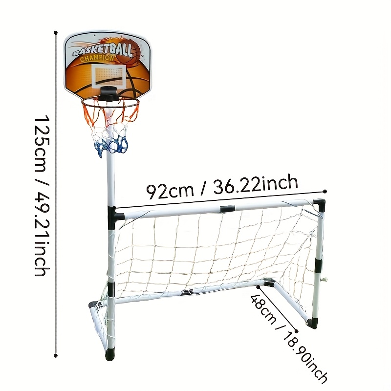 Image of Large Size Basketball Hoop And Soccer Goal 2-in-1 Set, Outdoor Equipment, Halloween Christmas Thanksgiving Holiday Birthday Gift