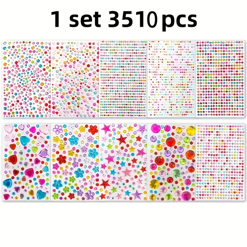 Image of 3510pcs Self-adhesive Rhinestone Stickers, 10 Sheets Total, Suitable For Cycling, Roller Skating And Crafts