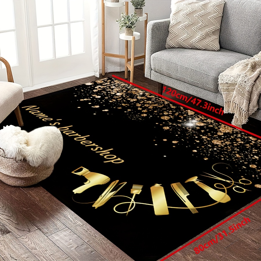 TEMU 1pc Personalized Barbershop Welcome Door Mat With Anti-slip Silica Gel Bottom - Customized Name Or Text Mat For The Barber, S Entrance,