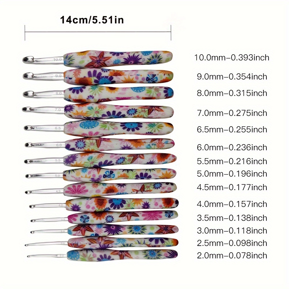 

14pcs Set, Tpr Printed Aluminum Crochet , , 5.51 , For Knitting, , Sewing Supplies