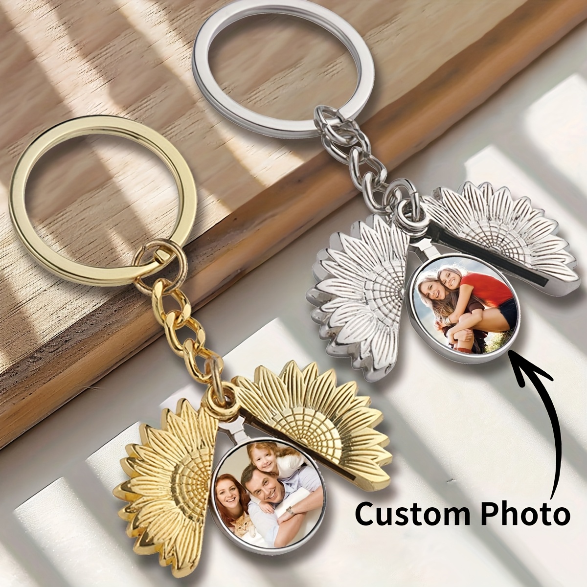 Custom Sunflower Photo Keychain, Personalized Keychain, Customized Picture  locket keychains, Customizable Birthday Gifts, Name Charm, Purse Charms for 