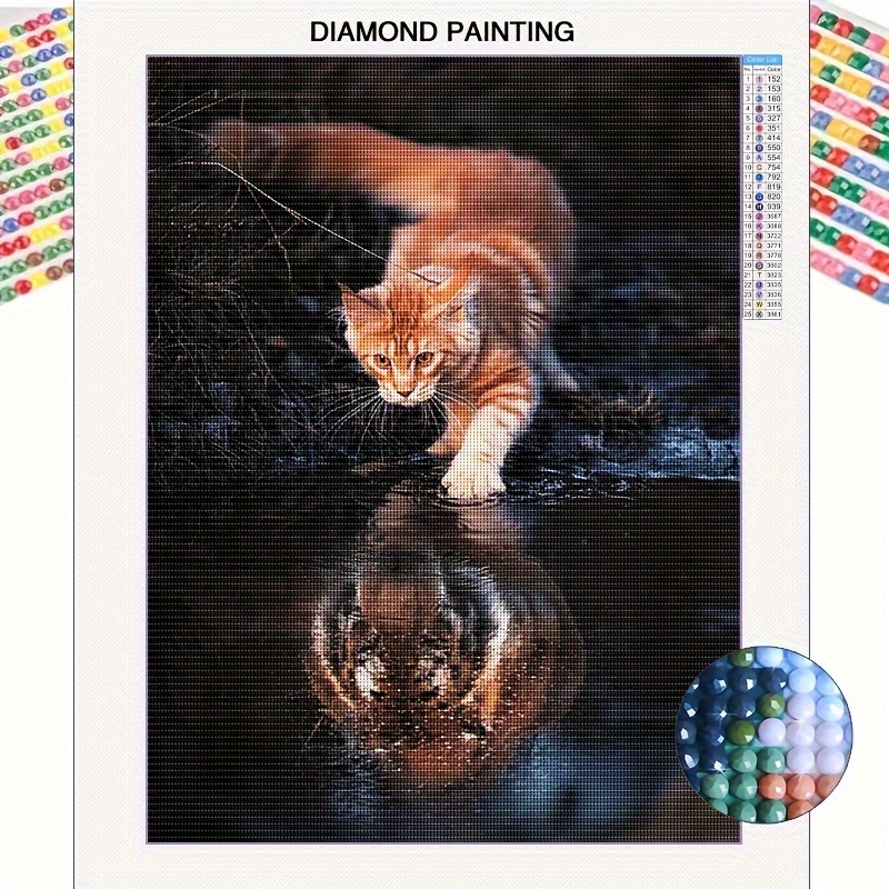 

5d Diy Diamond Painting For Adults And Beginners Frameless Cat Diamond Painting For Living Room Bedroom Decoration 30*40cm