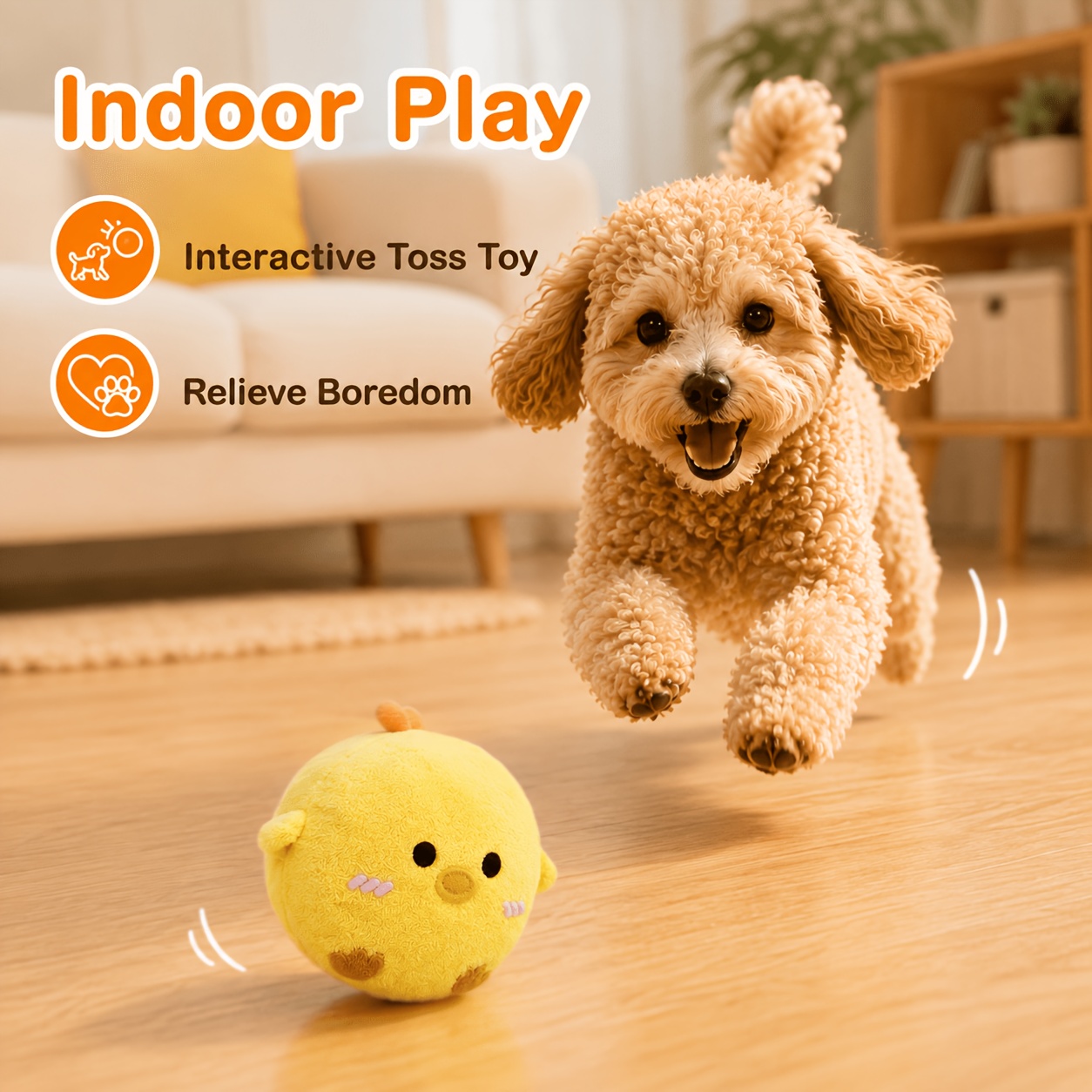 Interactive Sound-Making Yellow Chick Bouncing Ball for Cats & Dogs