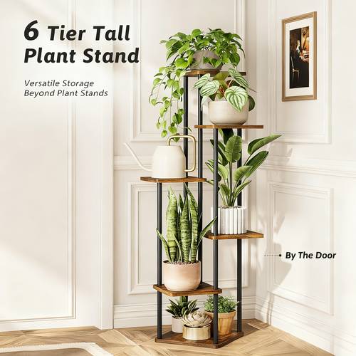 6-Tier Tall Plant Stand Indoor, Corner Shelf Stand for Multi-Plant, Tiered Tray Stand, Suitable for Living Room Decor, Balcony Gardens, Bedrooms, And Staircase Corners. Christmas/Thanksgiving, Gifts, Interior Decorations