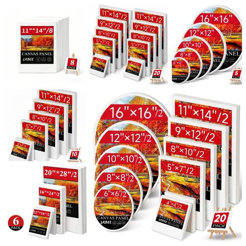stretched canvas board set multi size combo 5 6 8 10 15 20 piece packs including 16 12 11 14 and other specifications ideal for acrylic pouring techniques wet on wet painting oil painting classroom teaching