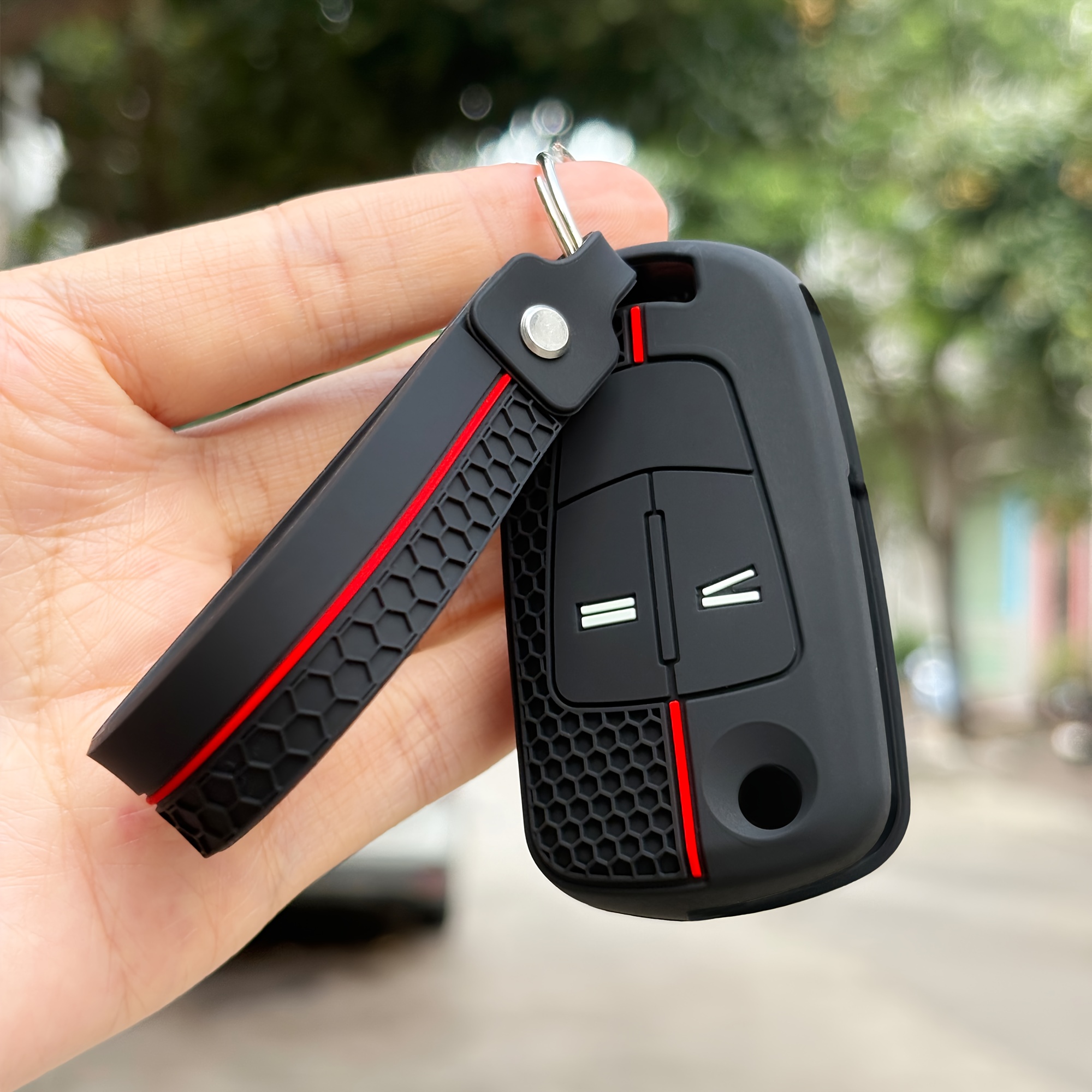 E-shop Für Opel Schlüsselanhänger-Gehäuse mit Schlüsselanhänger, vollständige Fernbedienungsschale, Schutzhülle, Silikon-Autoschlüsselhalter,