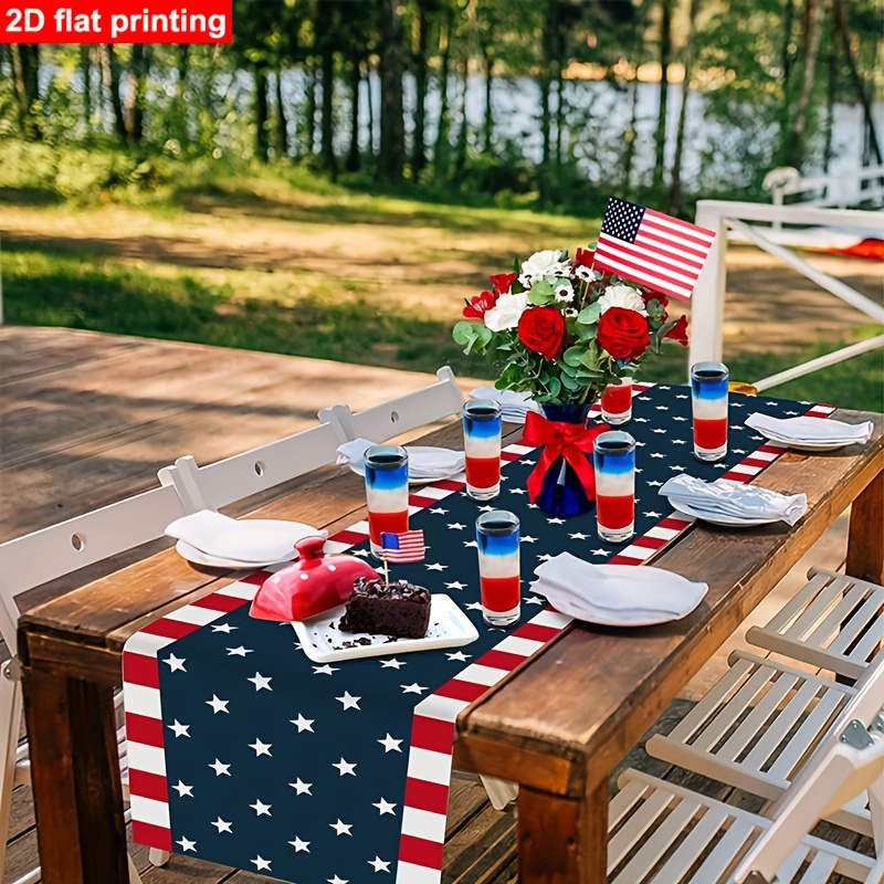 TEMU 1pc Usa Independence Day Tablecloth For Dressing Table Scarf | With Giant... Flag | Rectangular Kitchen Dining Table Decor For Independence Day