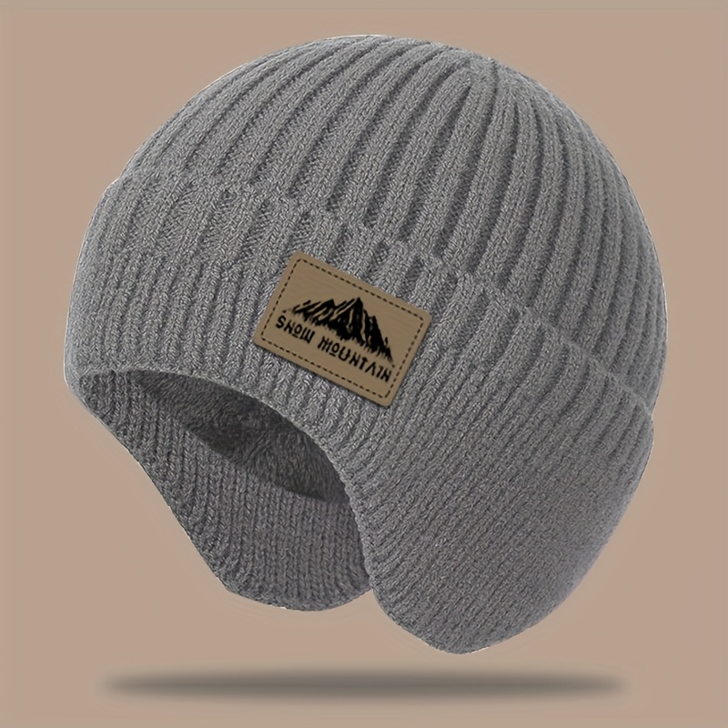 TEMU New Winter Knitted Beanie Hat With Ear Flaps, -lined For Extra Warmth, Versatile Sports Knit Hat For Men And Women