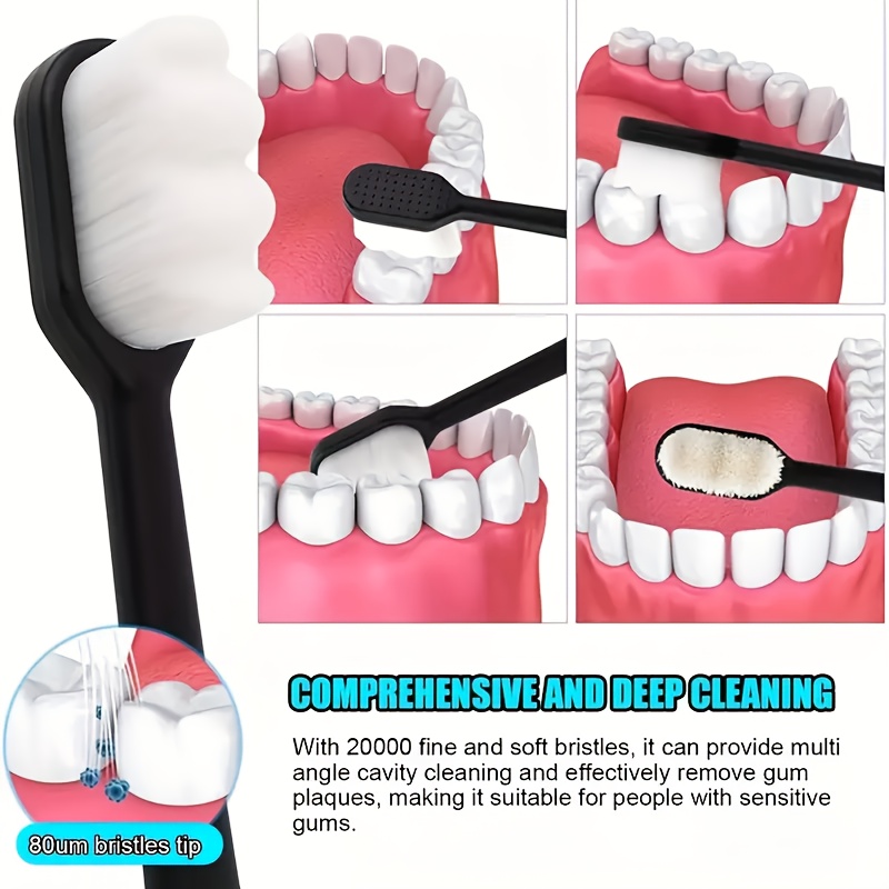 2 Ultra-fine Soft-bristled Manual Toothbrushes, Random Colour