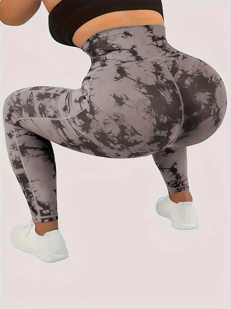 womens high waist printed athletic leggings with front for yoga and workout non transparent high stretch details 8