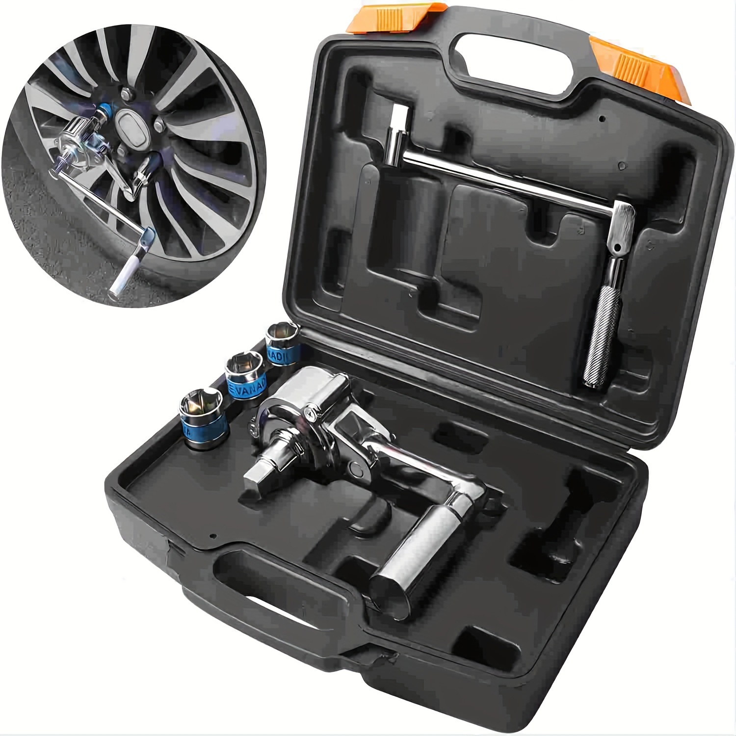 

Torque Wrench Set-heavy Duty Labor-saving Nut Disassembly Tool With 17mm/19mm/21mm Sockets Loosening Car Tire Lug Nuts