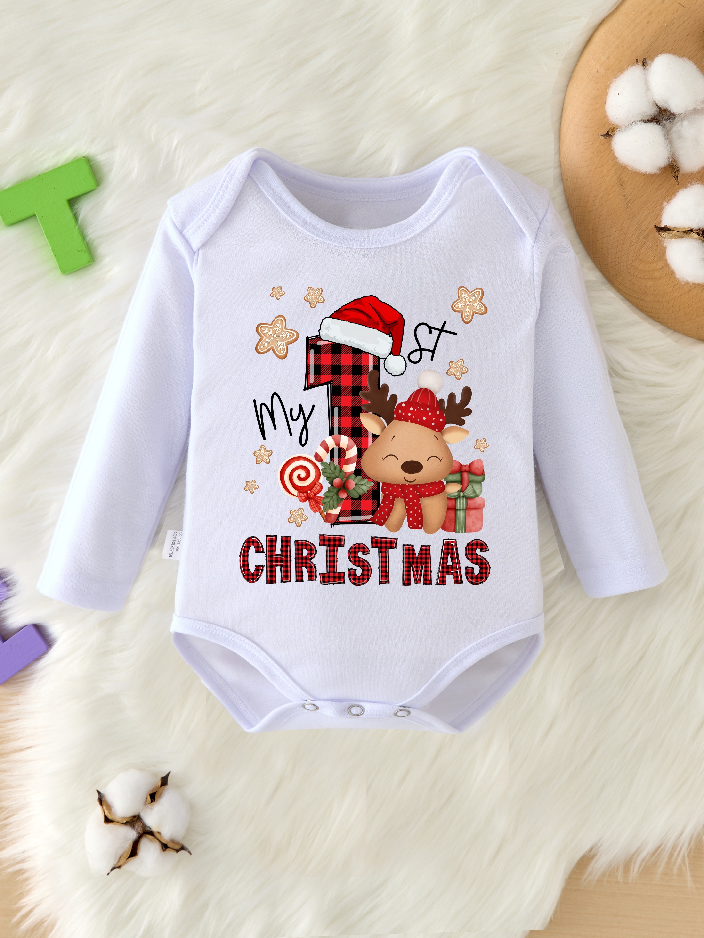 first christmas baby bodysuit festive santa reindeer Temu South