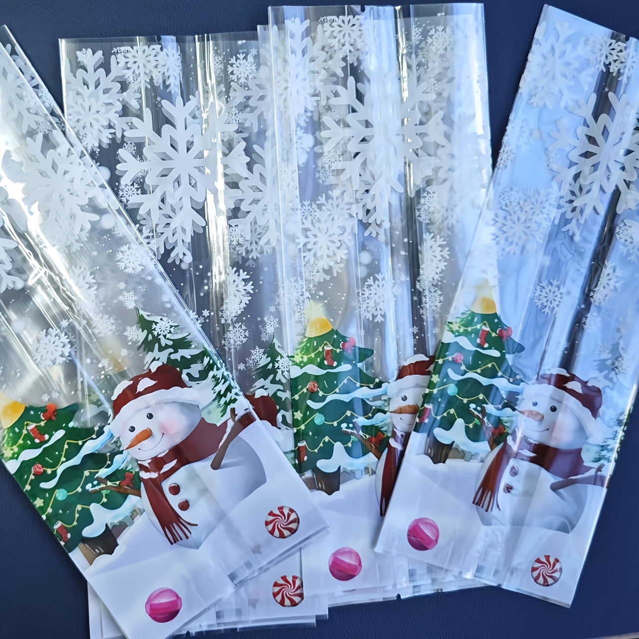 

50pcs Christmas Bags - Transparent Plastic Candy & Snack Packaging For Holiday Parties, New Year, Thanksgiving - Gift Bags For Cookies & Decorations