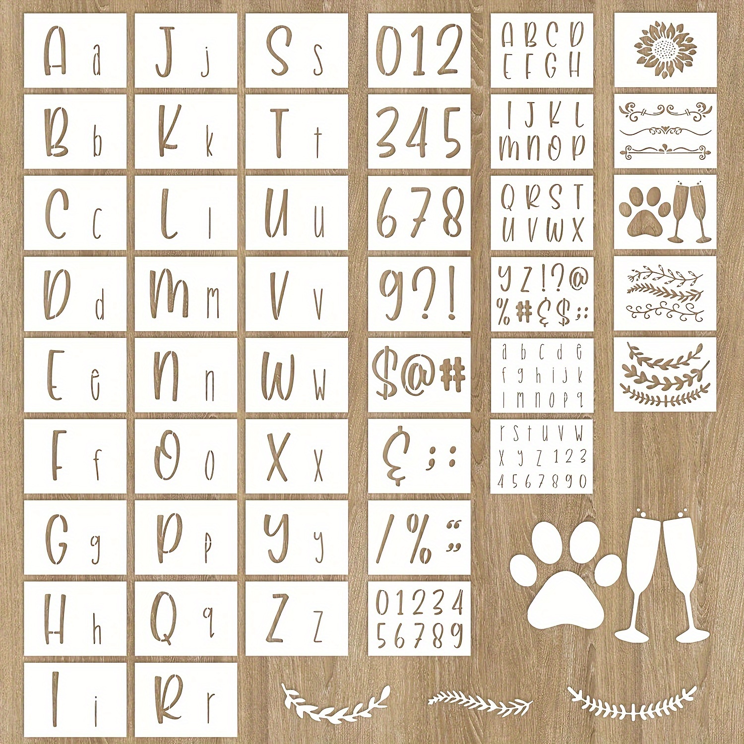 Plantillas de letras y números del alfabeto de 5 pulgadas, paquete de 40  plantillas grandes de letras y números con letreros para pintar sobre  madera