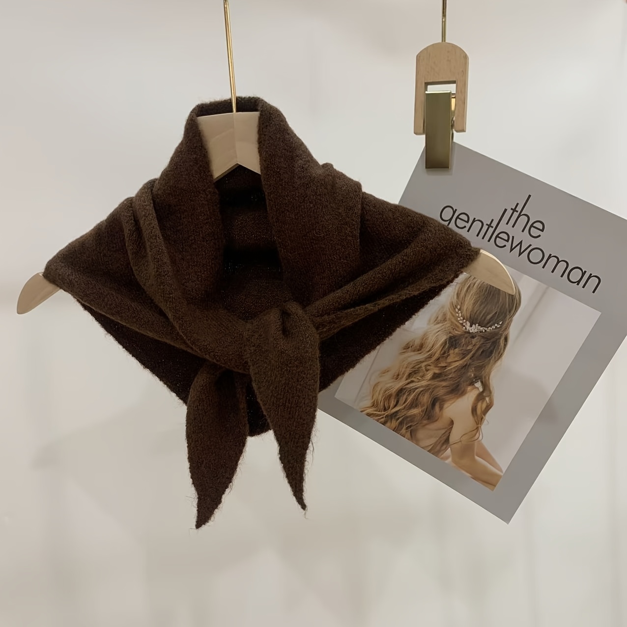 TEMU Écharpe Unie en Laine, Écharpe de Haute Qualité Automne/Hiver Cache-Col, Châle Chaud, Petite Écharpe , Faux Col d'Épaule, Accessoire de Vêtement